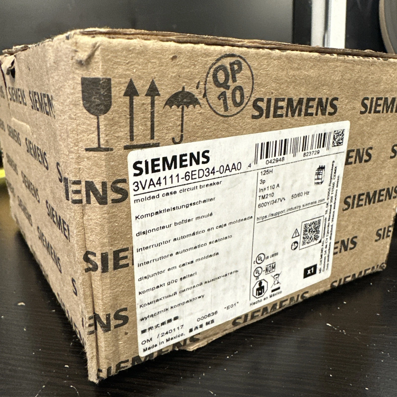 SIEMENS 3VA4 3VA4111-6ED34-0AA0 3 pole 110 amp 65kA@480v Bolt On Breaker -NEW Opens in a new window or tab