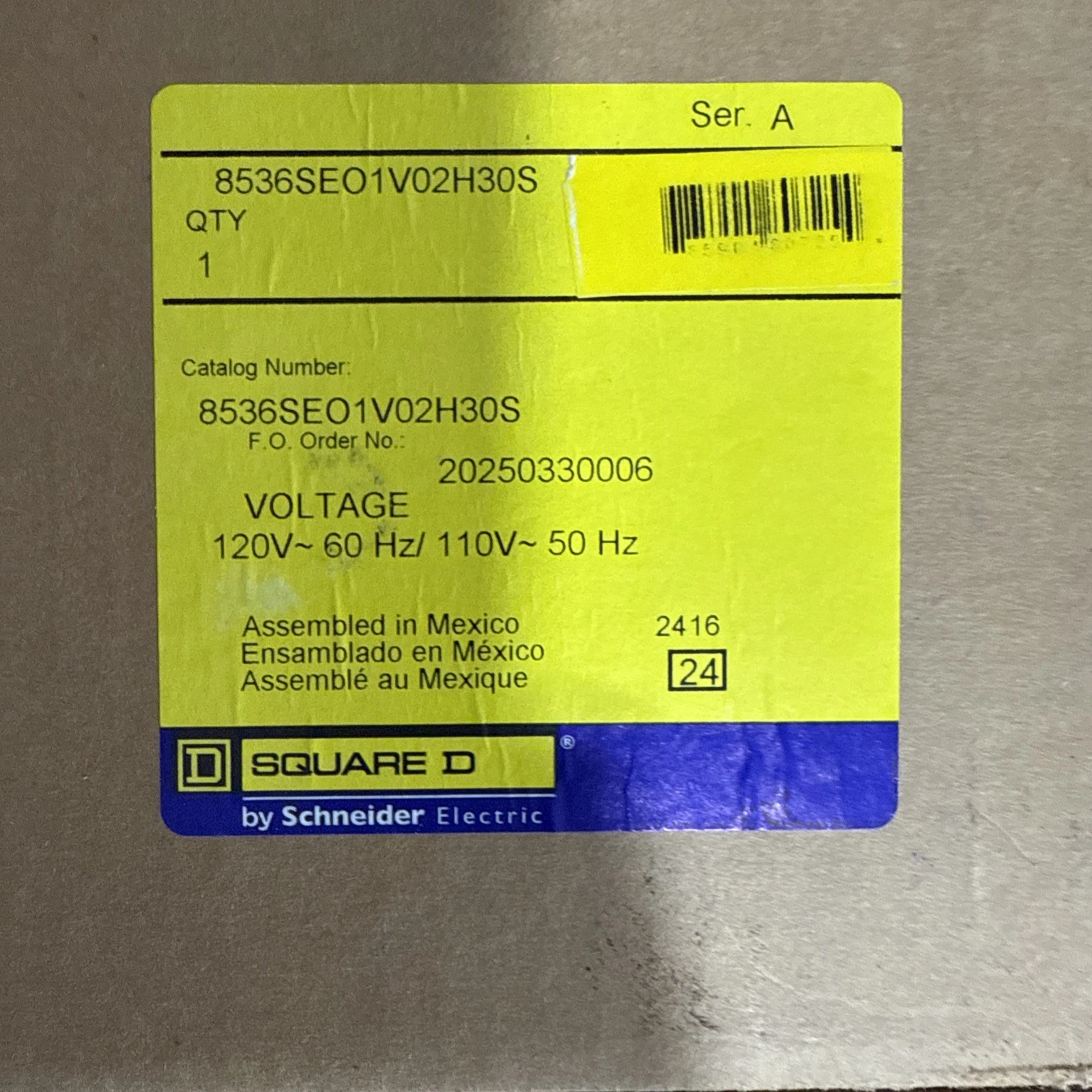 Square D Nema Motor Starter - (8536SEO1V02H30S)
Opens in a new window or tab