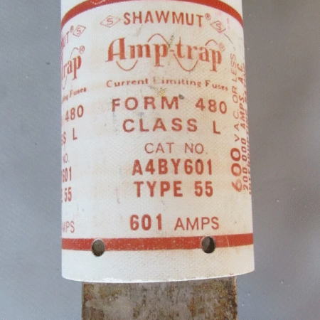New Shawmut Amp-Trap A4BY601, 601A, 600VAC Form 480 Class L Type 55 Fuse Opens in a new window or tab