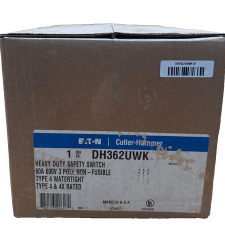 Eaton DH362UWK Safety Disconnect Switch 60A 3P 600V Type 4X Outdoor Encl New