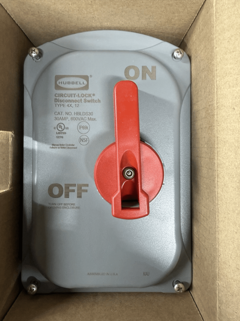 NEW LISTINGHubbell HBLDS30 30A 600V Enclosed Disconnect Switch ON/OFF Lever New