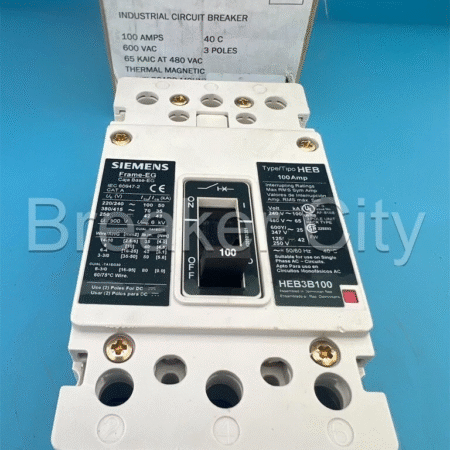 Siemens HEB3B100B 100 Amp 3 Pole Circuit Breaker Type HEB 600V 100A 3P *NEW Opens in a new window or tab