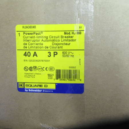Square D HJA36040, 40 Amp, 600 Volt, 3 Pole, 65K, Circuit Breaker - NEW-B