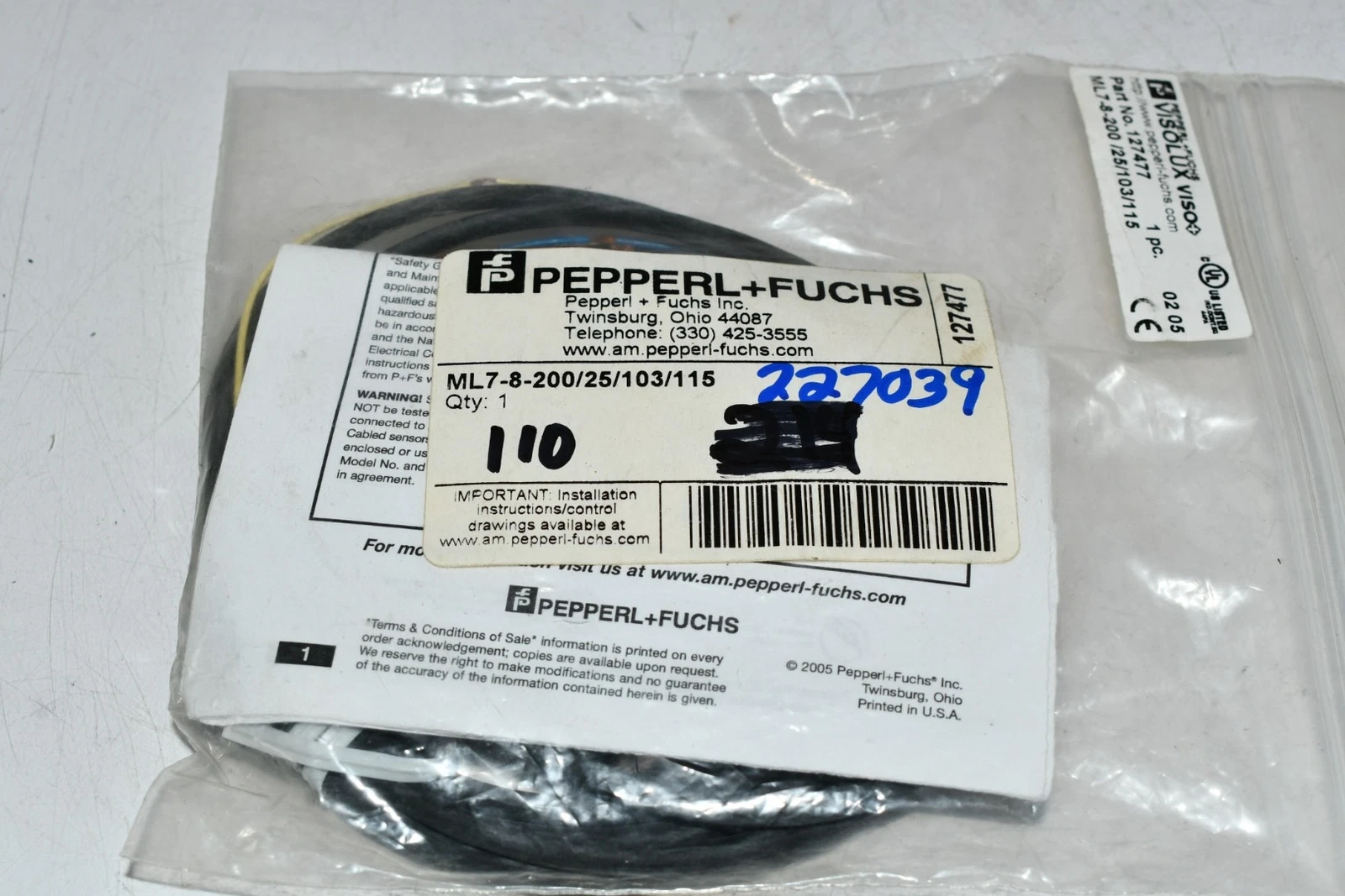 NEW Pepperl & Fuchs ML7-8-200/25/103/115 Sensor, Photoelectric, Diffused, 200mm Opens in a new window or tab 2 ML7 8 20025103115 0