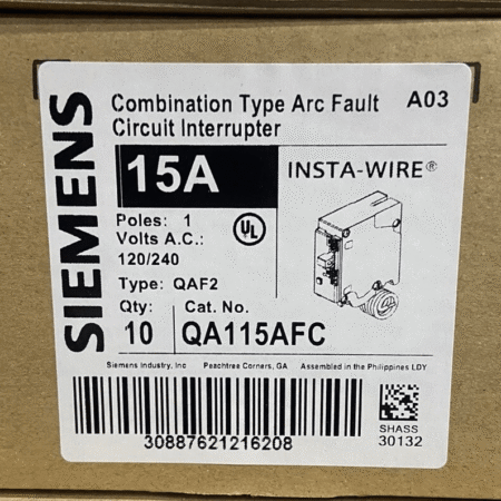 10 New Siemens QA115AFC 15 A Plug-On Combination AFCI Breaker
