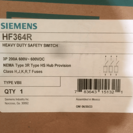 HOUSTON STOCK NEW SIEMENS HF364R FUSIBLE SAFETY DISCONNECT 200 AMP FREE SHIPPING