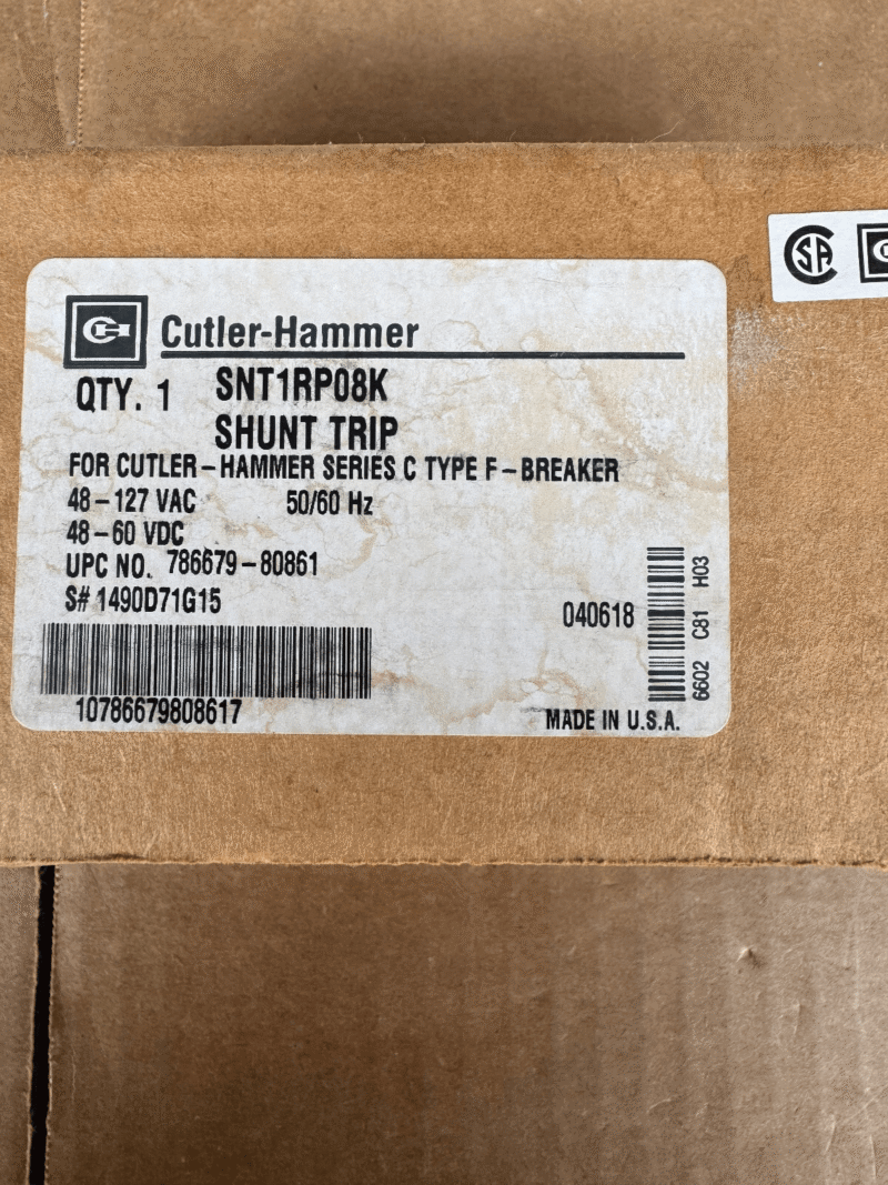 Cutler Hammer SNT1RP08K Shunt Trip New in Factory Sealed Box