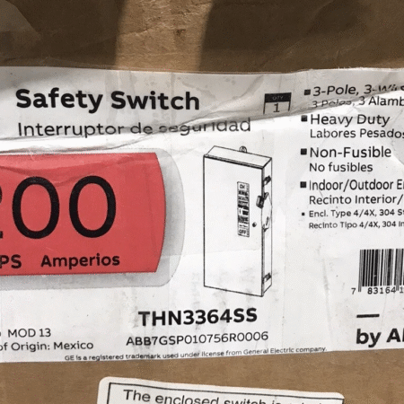 HOUSTON STOCK NEW GE THN3364SS SPEC-SETTER DISCONNECT SWITCH 200 AMP STAINLESS
Opens in a new window or tab