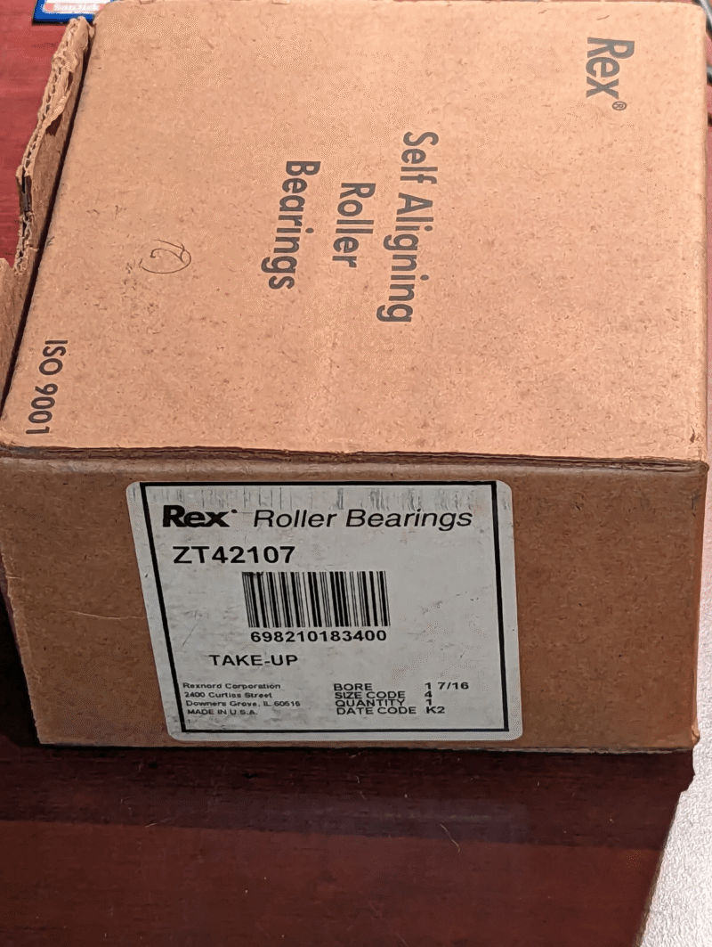 New Surplus Rexnord ZT42107 Take Up Roller Bearing 1-7/16" Bore