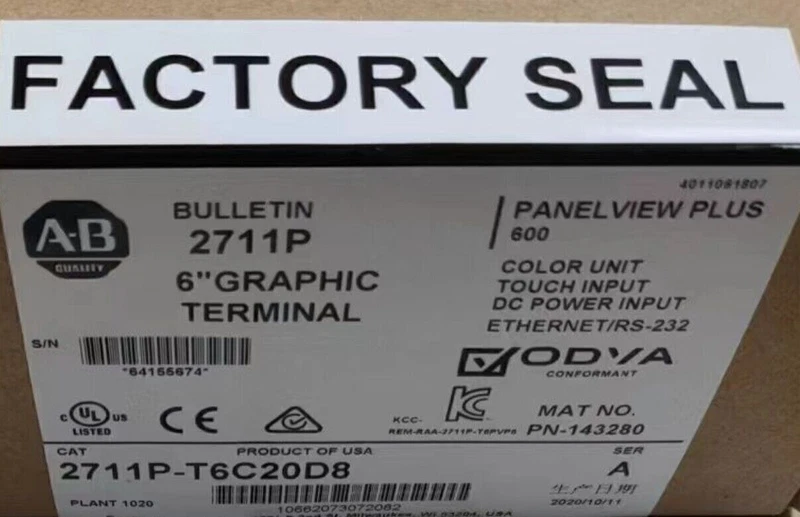 Allen-Bradley 2711P-T6C20D8 HMI PanelView Plus 6 600 6-in Color Free Shipping 2 2711P T6C20D8 0