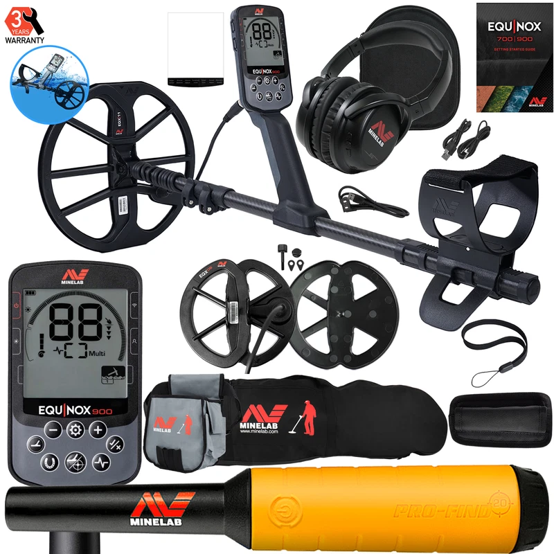 Minelab EQUINOX 900 Multi-IQ Metal Detector w/Pro-Find 20 Pinpointer, Bag, Pouch 2 Multi IQ 0 1