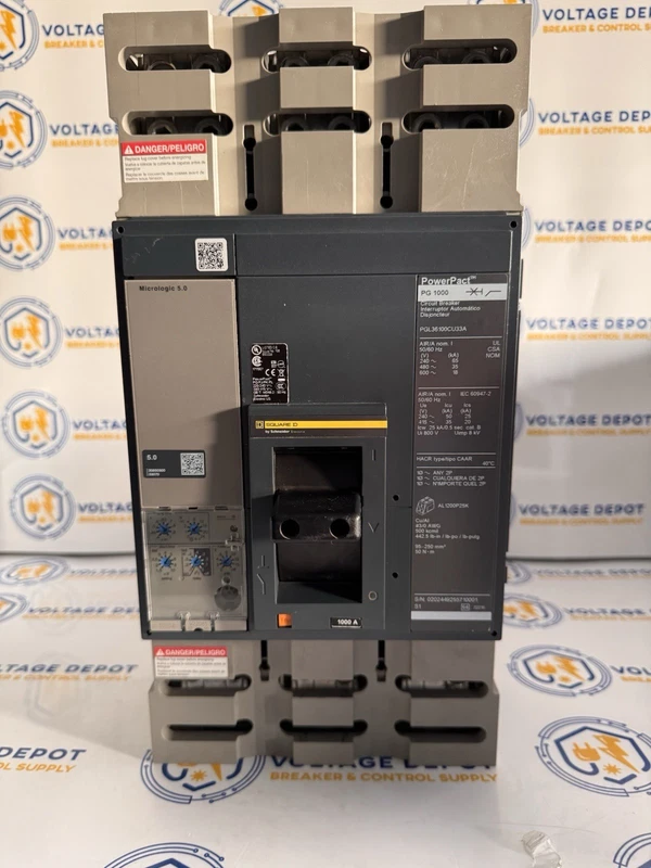 Square D PGL36100CU31A 1000A 600V 35kA 3P LSI PowerPact Circuit Breaker - wrnty 2 PGL36100CU31A 0