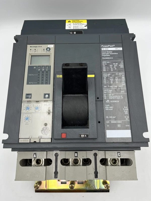Tested PKA36080U41A SQUARE D POWERPACT 600V 800A 3 POLE CIRCUIT BREAKER 50KA 2 PKA36080U41A 0