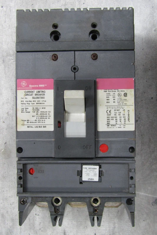 😏GE SPECTRA RMS 600A CURRENT LIMITING CIRCUIT BREAKER SGLA36AT0600 W/ 250A TRIP 2 SGLA36AT0600 0