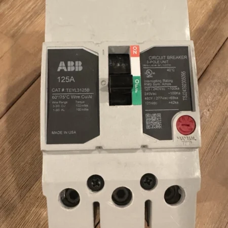 TEYL3125B ABB/GENERAL ELECTRIC 3P 125A 480/277V CIRCUIT BREAKER New Take Off