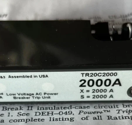 GE circuit breaker TR20C2000 trip unit rating plug 2000 amp