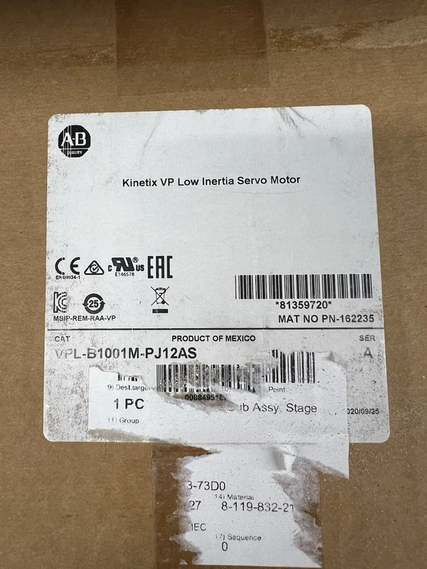 AB Kinetix VP Low Inertia Servo Motor VIPL-B1001M-PJ12AS Series A 2 VIPL B1001M PJ12AS 0