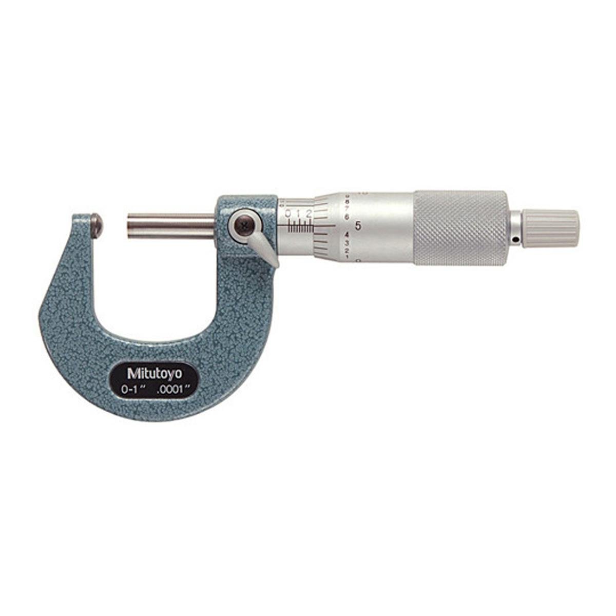 Mitutoyo 115-153 Micrometer 0-1 Range-Spherical Anvil, Flat Spindle 1 Mitutoyo 115-153 Micrometer 0-1 Range-Spherical Anvil, Flat Spindle