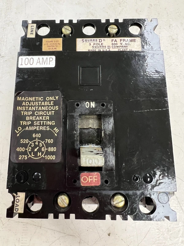 ?? SQUARE D 100 AMP CIRCUIT BREAKER 600 VAC 3 POLE FHL 3610018M 2 3610018M 0