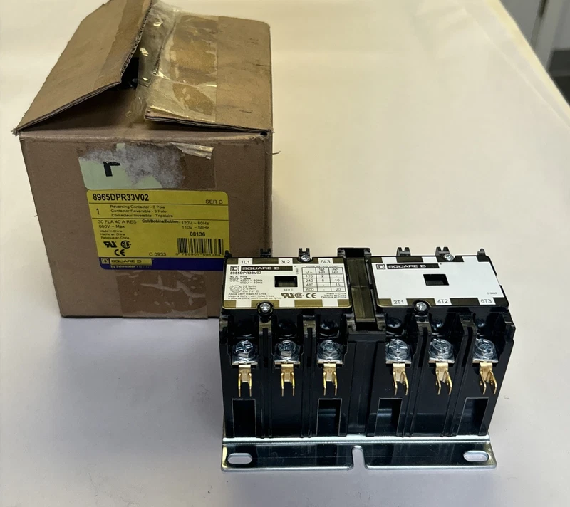 SQUARE D,8965DPR33V02,REVERSING HOIST CONTACTOR 30 A 3P 110/120 VAC NOS 2 8965DPR33V02 0