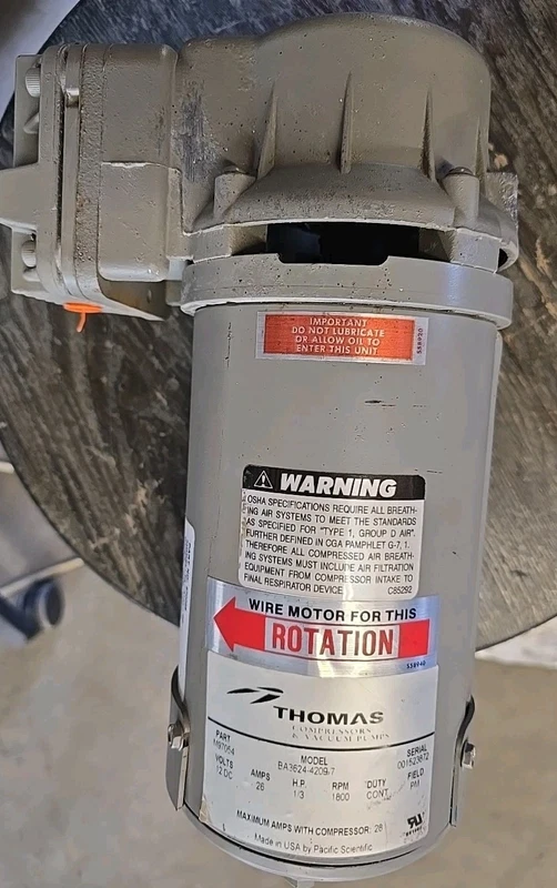 Thomas Piston Air Compressor,1/3Hp,12Vdcv, MODEL #BA3624-4209-7/PART#270025 2 BA3624 4209 7 0