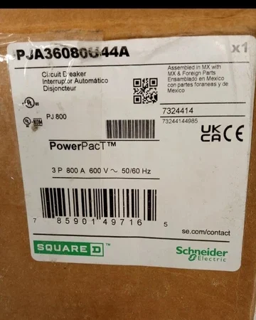TWO Square D PJA36080U44A, 800A, 600V, 3P, Circuit Breaker-NEW- 100KA at 240volt