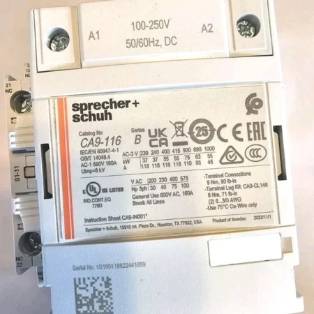 SPRECHER & SCHUH CA9-116-11-120W-L 3 Pole Aux. Contactor 1NO & 1NC