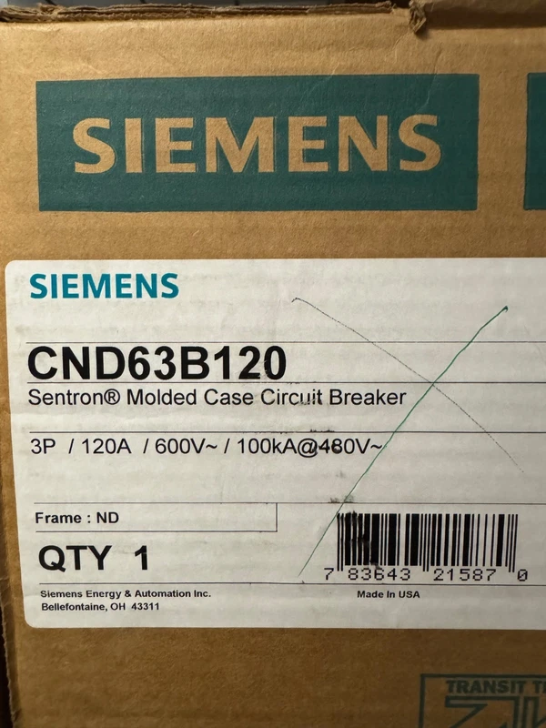 Siemens CND63B120 120A Circuit Breaker NEW 2 CND63B120 0