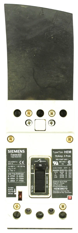 Siemens HEM3M070 3-Pole 70 Amp Frame-EG Circuit Breaker 2 Frame EG 0