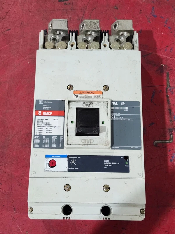 USED CUTLER-HAMMER HMCP 3 POLE 1200AMP CIRCUIT BREAKER HMCP12Y8W 2 HMCP12Y8W 0