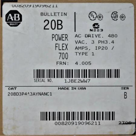 NEW Allen-Bradley PowerFlex 700 2 HP 20BD3P4A3AYNANC1 480 VAC With HMI & Encoder