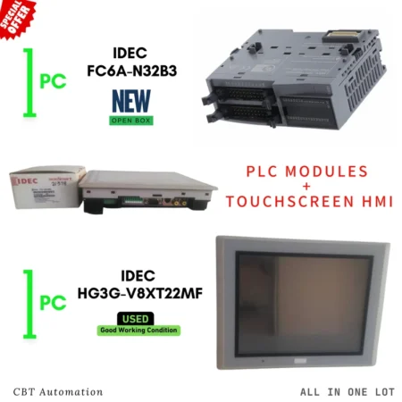 IDEC FC6A-N32B3 + IDEC HG3G-V8XT22MF-W PLC Modules + HMI Touch Screen