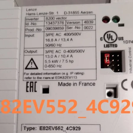 Used LENZE E82EV552_4C929 E82EV5524C929 Dimmer 5.5KW PLC