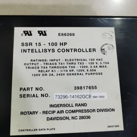 New In Box INGERSOLL RAND For SSR15-100HP 39817655 120VAC 3.75A UNMP Controller