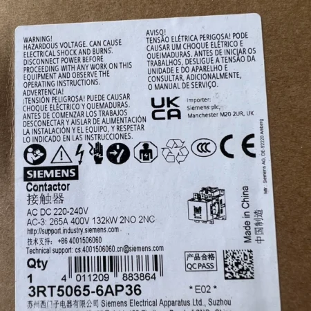 SIEMENS contactor 3RT5065-6AP36