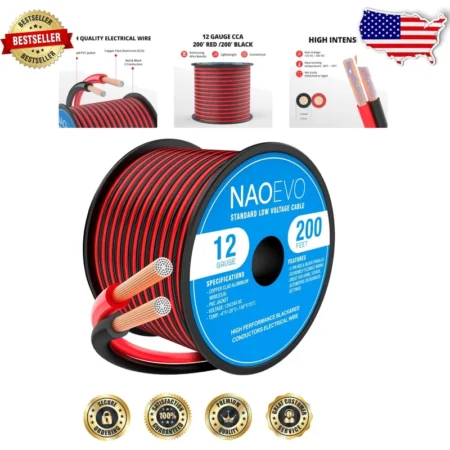 200FT 12 AWG Low Voltage Electrical Wire: Durable CCA Insulation for No-Mistakes
