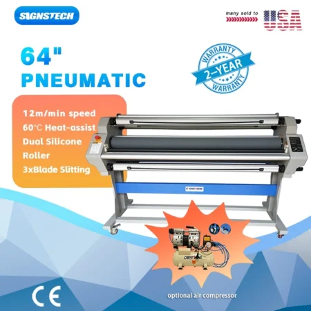 Pneumatic 1630mm 64" Auto Hot Cold Roll Laminator 60 ℃ Heat Assist +Slitting