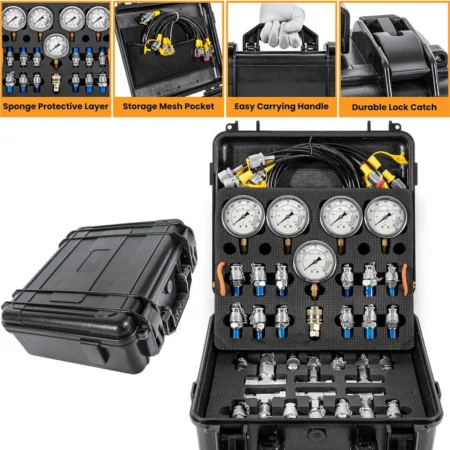 for Caterpillar Hydraulic Pressure Test Kit 5Hose 5 Gauge 13Coupling 14Connector