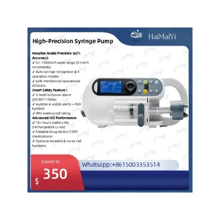 Medical Syringe Pump - 0.1-1500mlh ±2% Accuracy,Auto Syringe Detection
