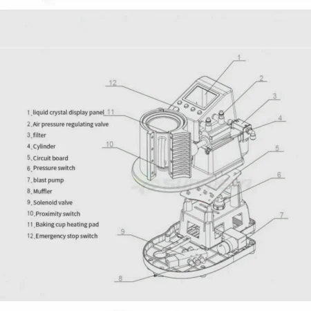 12.4“ Automatic Pneumatic Cup Mug Heat Press Machine Images Transfer 110V-220V