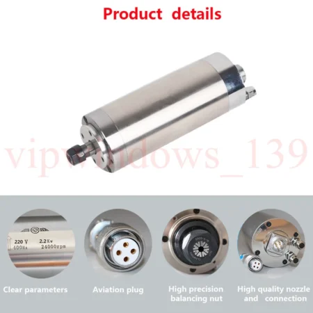 ER20 4.5KW Spindle Motor Water-cooled 4500W 100*260mm 24000rpm for Metal Wood