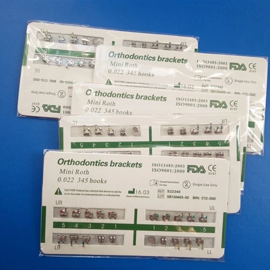 200 Sets Dental Bracket Metal Orthodontic Braces Tooth 022 Slot Roth 3 ...