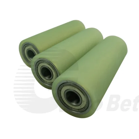 50mm Polyurethane Iron Core Roller Two Bearings PU Flat Belt Idler Guiding Wheel