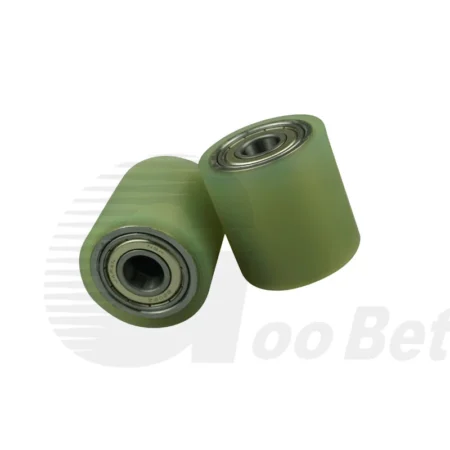 50mm Polyurethane Iron Core Roller Two Bearings PU Flat Belt Idler Guiding Wheel