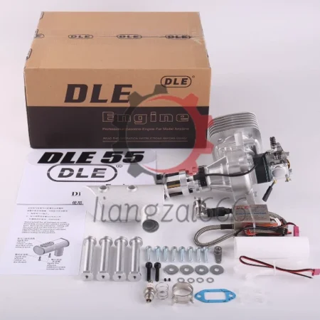 DLE 55CC Single Cylinder Two Stroke Side Exhaust Gas Engine w Muffler&Ignition