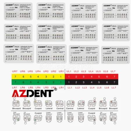 AZDENT PLUS Dental Orthodontic Brackets Brace Mini RothMBT 0.0220.018 Hooks