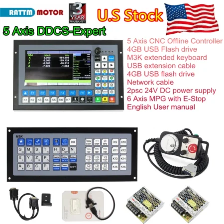 【US】5 Axis CNC Controller Offline System DDCS-EXPERT PLC&MPG&M3K Keyboard 24V DC