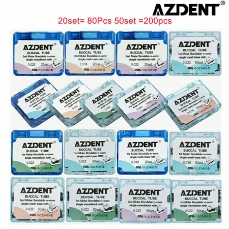 AZDENT Dental Orthodontic Bondable Buccal Tube 1st 2nd Molar Roth MBT Non-Conv
