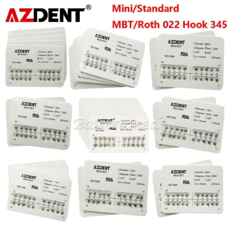 AZDENT Dental Orthodonic Bracket Brace Mini Standard Roth MBT 018 022 Hook 3345