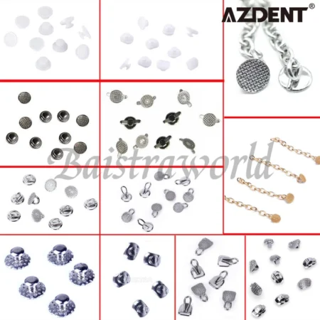 AZDENT Dental Orthodontic Lingual Button Bondable Round Rectangular Mesh Base